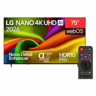 LG 75-Inch 4K Ultra HD, Smart Nano AI TV, 75NU850B6LA, Black
