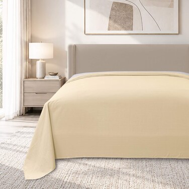 Cannon Single Flat Sheet, 144 Thread Count, 100% Cotton, 168x250cm, Beige