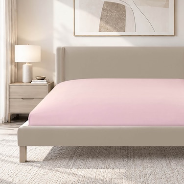 CANNON Double Fitted Sheet, 144 Thread Count, 100% Cotton, 150x200x30cm, Blush Pink