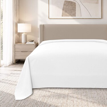 Cannon Queen Flat Sheet, 144 Thread Count, 100% Cotton, 228x258cm, White