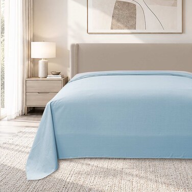 CASA Double Flat Sheet, 144 Thread Count, 50% Cotton 50% Polyester, 206x250cm, Blue