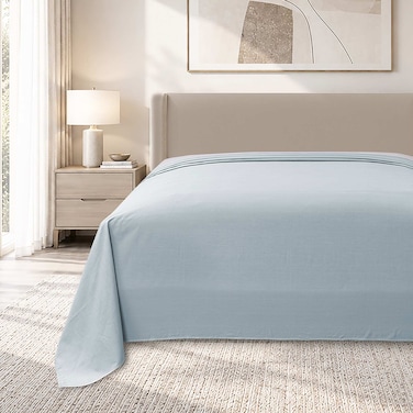 CASA Double Flat Sheet, 144 Thread Count, 50% Cotton 50% Polyester, 206x250cm, Light Grey