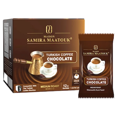 Maison Samira Maatouk Turkish Coffee Chocolate Medium Roast Sachets, 10g, Pack of 12