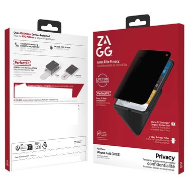 ZAGG Glass Elite Privacy Tempered Glass Screen Protector for iPhone Fold