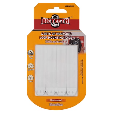 Big Teeth Hook and Loop Mounting Pads, 19x94mm, 4 Sets