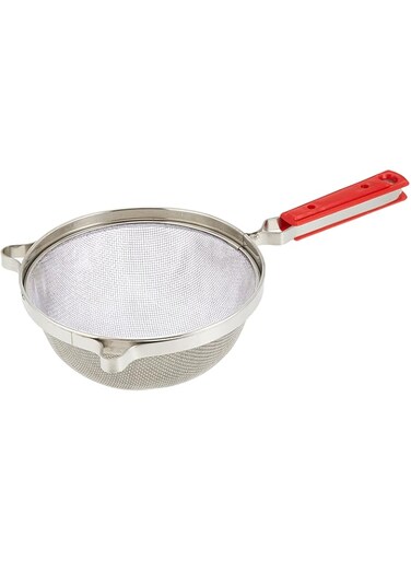 RAJ JUICE STRAINER WITH RED GRIP HANDLE, 21 CM, SILVER, RBJS08, Tea Strainer , Juice Strainer , Lime Strainer