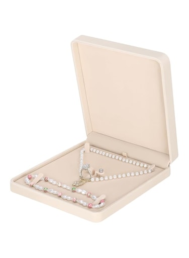LETURE Velvet Jewelry Set Box, Velvet Gift Box for Bracelet Necklace Earring Ring (Apricot)