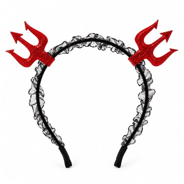 Halloween Devil Trident Headband, Black and Red