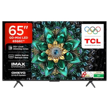 تي سي إل تلفزيون 65 بوصة بدقة 4K فائقة الوضوح ذكي بتقنية كيو دي ميني ليد ونظام غوغل تي في 65Q6C - أسود