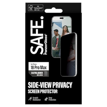 SAFE. by PanzerGlass Side-View Privacy Ultra-Wide Fit Screen Protector for iPhone 18 Pro Max, Black