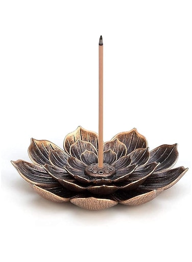 Lotus Incense Holder, Brass Stick Holder, 6-Hole Copper Cone Incense Burner Lotus Stick Incense, Backflow Incense Holder Meditation Gifts for Office Home SPA Yoga Tea House Fragrance Decor Accessories