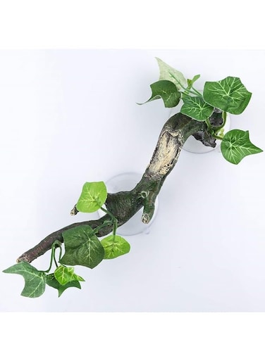 1pcs Reptile Corner Branch Terrarium Plant Decoration with Suction Cup for Amphibian Lizard Snake Climbing