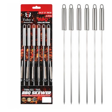 Toby's Stainless Steel BBQ Skewers, 40cm, 6 PCS