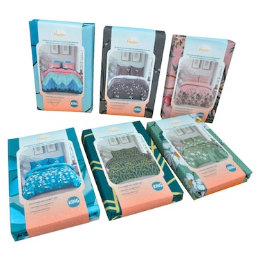 King Flat Bed Sheet Set SFLT006, 230x260cm, 3 PC, Assorted