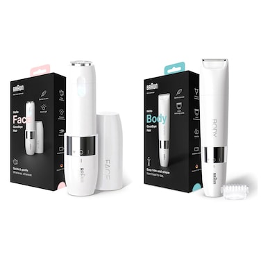 Braun FS1000 Face Mini Hair Remover + BS1000 Body Mini Trimmer, White