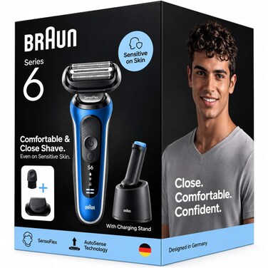 Braun Series 6 62-B7500cc Wet and Dry Electric Shaver with 4-in-1 SmartCare Center, Blue