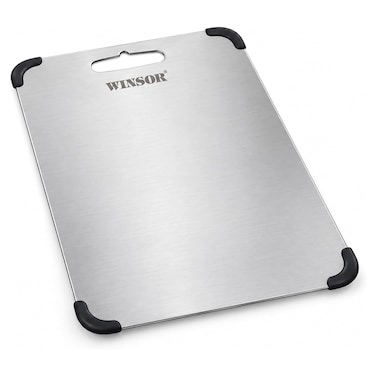 Winsor Stainless Steel Cutting Board Set, Scratch Resistant, Knife Friendly, Dishwasher Safe, Silver, 2 Pieces, WR80848