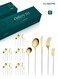30-Piece Stainless Steel Cutlery Set Kitchen Utensil Set Western Tableware Suitable For Home Kitchen Restaurant Hotel Party Dining Picnic Dining Exquisite Packaging Gift White/Gold