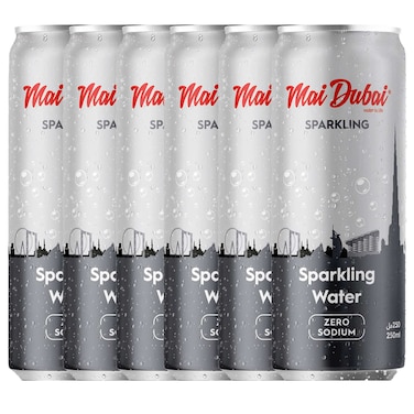 Mai Dubai Sparkling Water, Zero Sodium, 250ml, Pack of 6