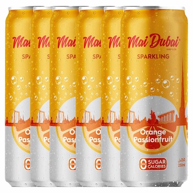 Mai Dubai Sparkling Water Orange Passionfruit, 250ml, Pack of 6