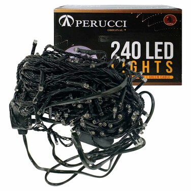 Perucci Original 240 LED String Lights, Warm White, Green Cable