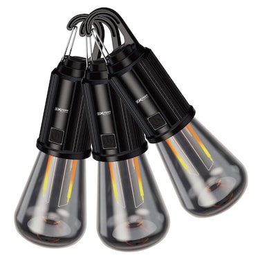 Expert LED Rechargeable Hanging Bulbs, Black, Set of 3