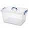 Feelings Clear PP Plastic Storage Container with Blue Latches and Carry Handle, 20L
