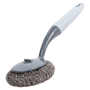 MagicWiz Long Handle Stainless Steel Scourer, 8.5cm, Grey