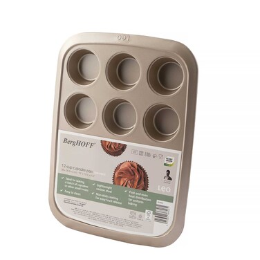BergHOFF Leo Balance Non-Stick Carbon Steel Cupcake Pan, 12 Cups, 6.5x2.5cm