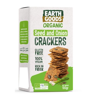 Earth Goods Organic Seed and Onion Crackers Gluten Free, 100g