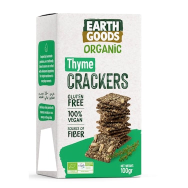 Earth Goods Organic Thyme Zaatar Crackers Gluten Free Vegan, 100g