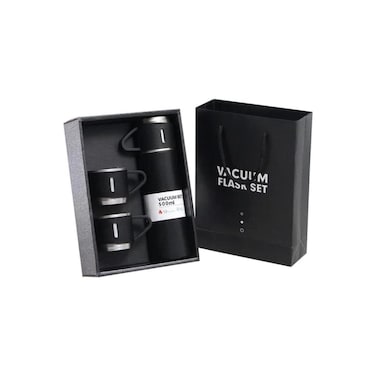 Stainless Steel Vacuum Insulated Water Bottle Set, Double Wall, 1 Cup, 3 Lids, Gift Box Included