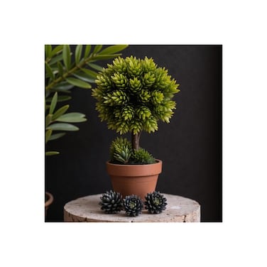 Natural Artificial Bonsai Tree 30Cm Artificial Tree in Plastic Pot with Moss Grass.