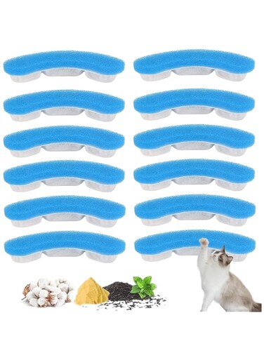 12pcs Cat Water Fountain Filter Replacement - Multiple pet water dispensers Arc-Shaped share filters, for Dog Kitty Spout Cat Fountain