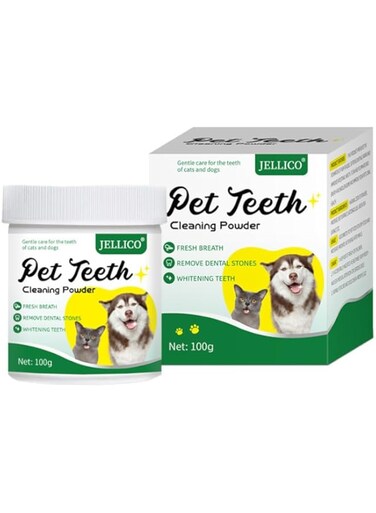 FDTY Dog Teeth Cleaning Powder, Pet Dental Powder for Dogs &amp; Cats Breath Freshener Powder with Probiotics for Bad Breath, Plaque, Tartar Remover, Dental Care Supplies for Full Dog &amp; Cat