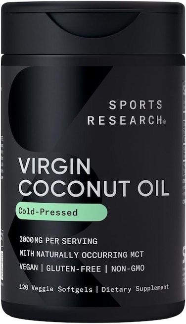 Sports Research Coconut Oil (Vegetarian) Extra Virgin, Organic, Unrefined &amp; Unbleached; 1000mg