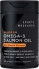 Sports Research Salmon Oil, Single-Source Wild Alaskan Sockeye, 2500 mg per Serving w/EPA &amp; DHA Fatty Acids, MSC Certified, 180 Count Softgels