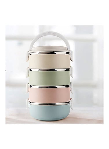 3/4 Layers Thermal Insulated Stainless Steel Lunch Box Work School Picnic Bento Food Container Style:Four layers Multicolour 27*27*27cm