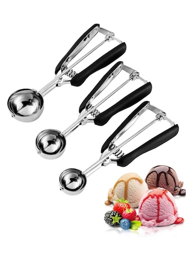 3 PCS Stainless Steel Ice Cream Scoop with Non-slip Handle &iuml;&frac14;&OElig;Multi-size