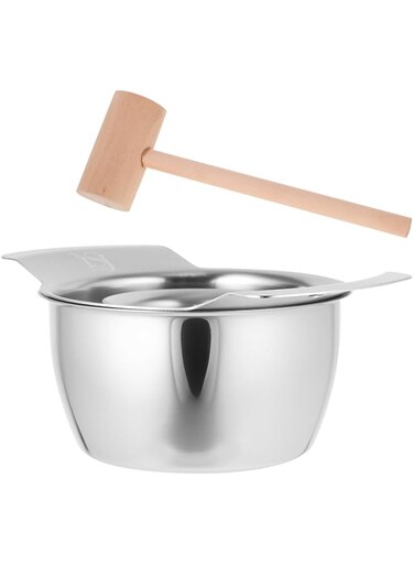 PRETYZOOM Pomegranate Peelers, Stainless Steel Pomegranate Arils Removal Tools Pomegranate Deseeder Removal with Bowls Wood Hammer for Fruits Removing