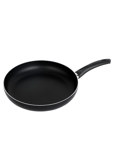 24 CM Aluminum Fry Pan- RF11666  Strong Aluminum Body With Non-Stick Coating And Bakelite Handle  Heat Resistant Exterior, Compatible With Hot Plate, Halogen, Ceramic And Gas Stovetops Black