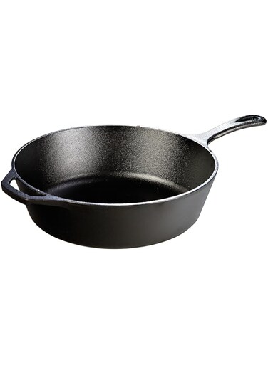 Lodge Pre-Seasoned Cast Iron Deep Round Skillet/Frying Pan-30.48 cm / 12 Inch / 4.73 Litre - Black