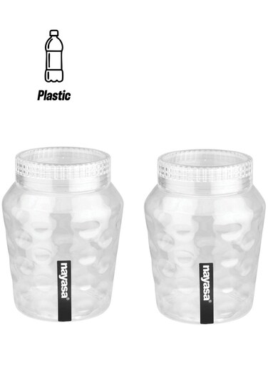 Clear Plastic Food Storage Containers Set of 2 with Hammered Texture Design for Kitchen Pantry Organization BPA Free Dry Bulk Goods Canisters Jars