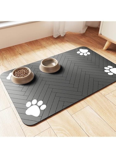 DK177 Pet Feeding Mat-Absorbent Pet Placemat for Food and Water Bowl, with Waterproof Rubber Backing, Quick Dry Water Dispenser Mat for Dog and Cat,16"x24