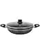 Royalford Aluminium Wok Pan, 28 CM   Induction Safe Frying Pan with Non-Stick Coating &amp; Tempered Glass Lid   Saute/Frying pan with Heat-Resistant Handle   Stir Fry Cookware Pan, PFOA