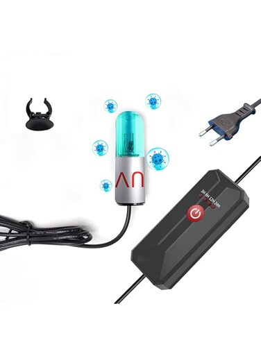 Junnot Aquarium Clean Light，3W Mini UV Sanitizer Submersible Light with Timer,Aquarium Water Clean Green Clear Waterproof Clean Lamp for Pond,Swimming Pool,Indoor