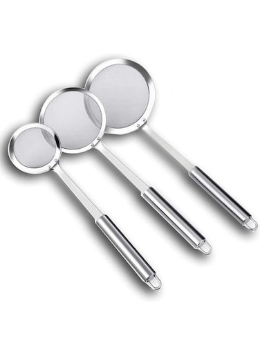 Fat Skimmer Spoon Stainless Steel Mesh Food Strainer, Hot Pot Large Stainless Steel Fine Mesh Strainer with Long Handle for Oil Filter Skimming Grease, Foam and Gravy