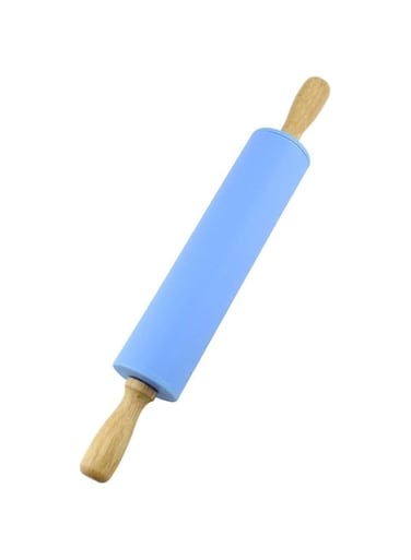 NASNAIOLL Daizihan Silicone Rolling Pin Non Stick Surface Wooden Handle 1.97X15.15 (Blue)
