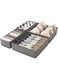Yuroochii Sock Drawer Organizer Dividers 45 Cell, 4 Pack Underwear Drawer Organizers for Large Bras, Foldable Closet Organizers and Storage for Clothing, Socks, Underwear, Ties (Gray)