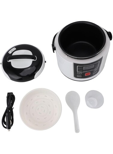 Luocute Small Rice Cooker, 2L Portable Travel Mini Rice Cooker with Keeping Warm Function, Non Stick Pot, 24H Reservation for Rice Soup Porridge, for Cars,
